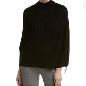 Elie Tahari poncho/cape heavier weight sweater with side zippers